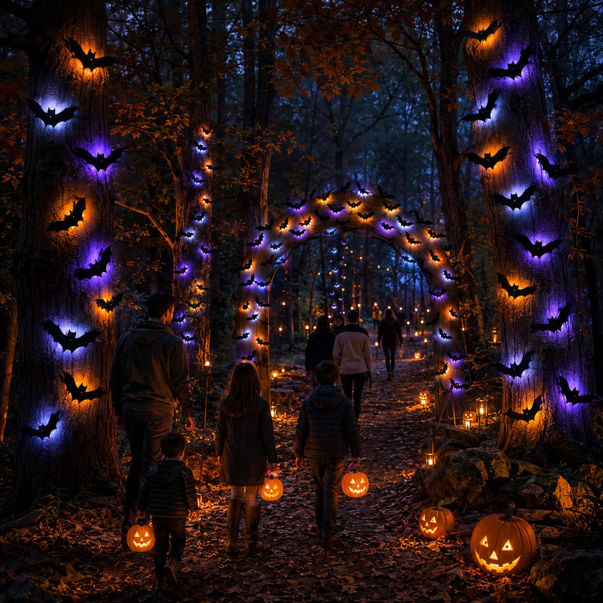 LED Bat Swarm Lights – Glowing Halloween Wall Decor