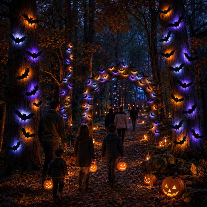 LED Bat Swarm Lights – Glowing Halloween Wall Decor