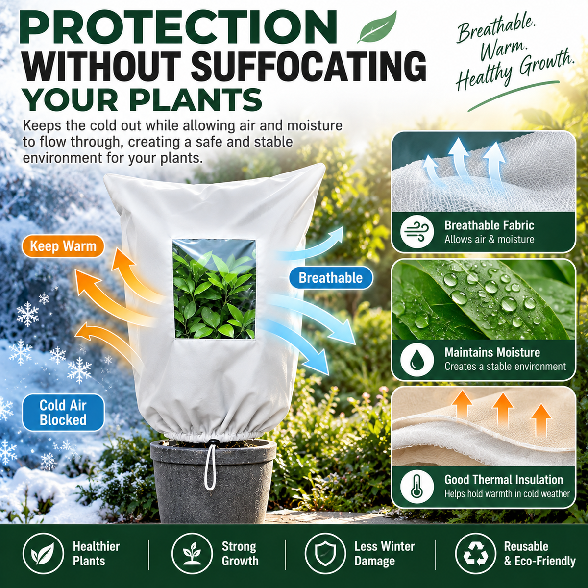 🌿 Winter Plant Protection Cover – Breathable Frost Shield For Shrubs & Young Trees