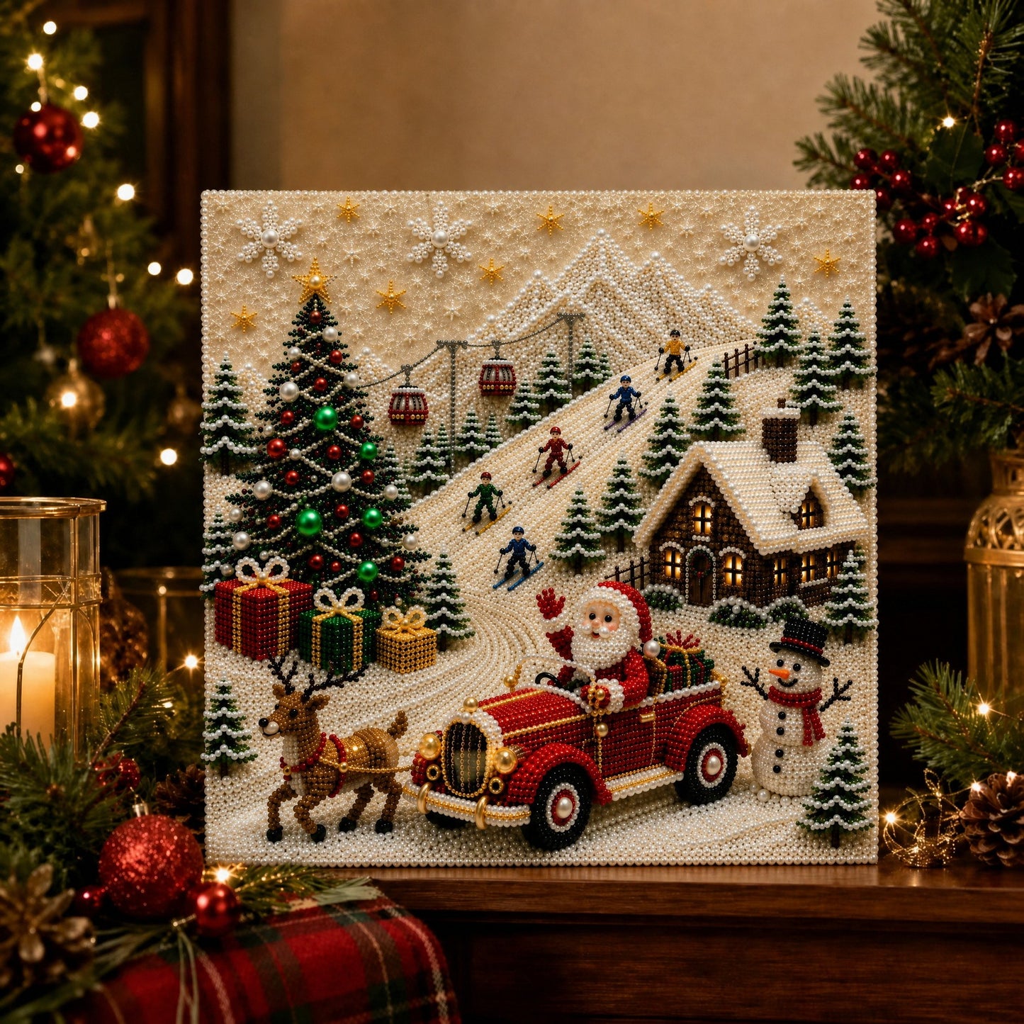🎅 🎄 3D Pearl Christmas Diamond Painting Kit – Festive DIY Wall Art