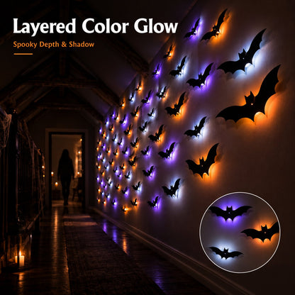 LED Bat Swarm Lights – Glowing Halloween Wall Decor