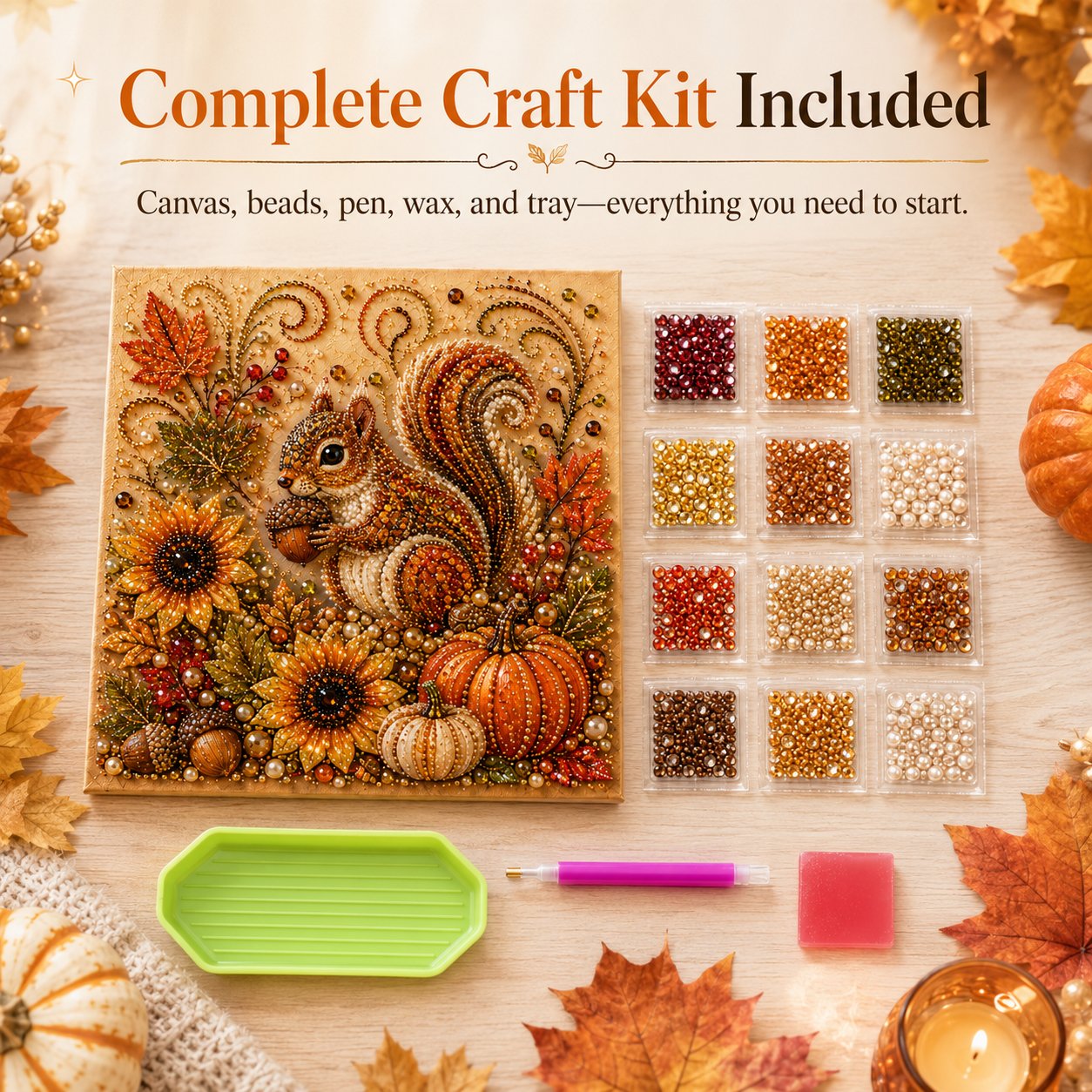 🍂✨Autumn Pearl Painting Kit - Relaxing DIY Craft to Create Sparkling Fall Artwork