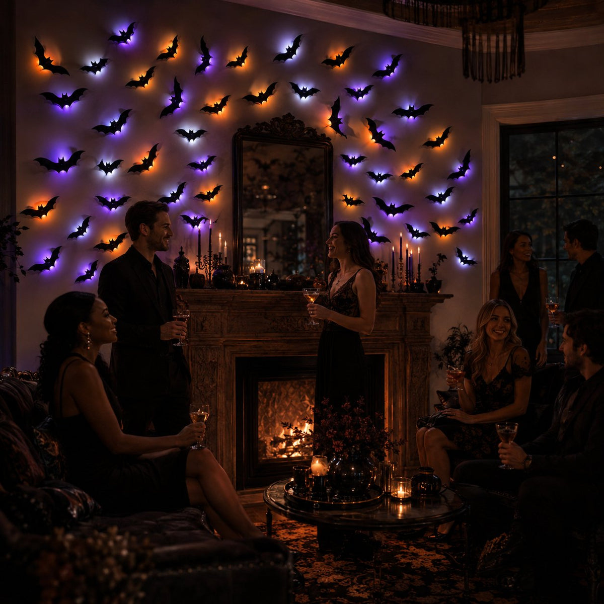LED Bat Swarm Lights – Glowing Halloween Wall Decor