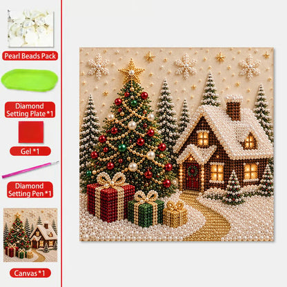 🎅 🎄 3D Pearl Christmas Diamond Painting Kit – Festive DIY Wall Art