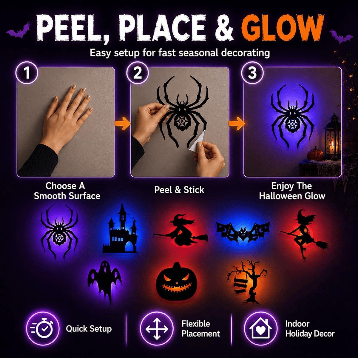 🎃 Transform Your Home With Halloween LED Silhouette Wall Lights