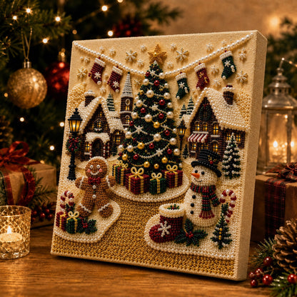 🎅 🎄 3D Pearl Christmas Diamond Painting Kit – Festive DIY Wall Art