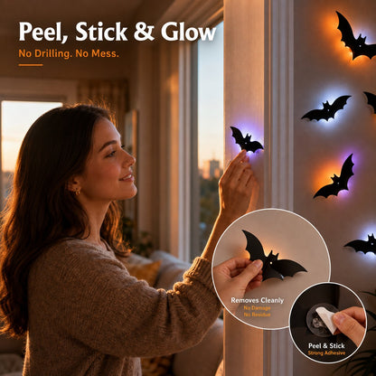 LED Bat Swarm Lights – Glowing Halloween Wall Decor