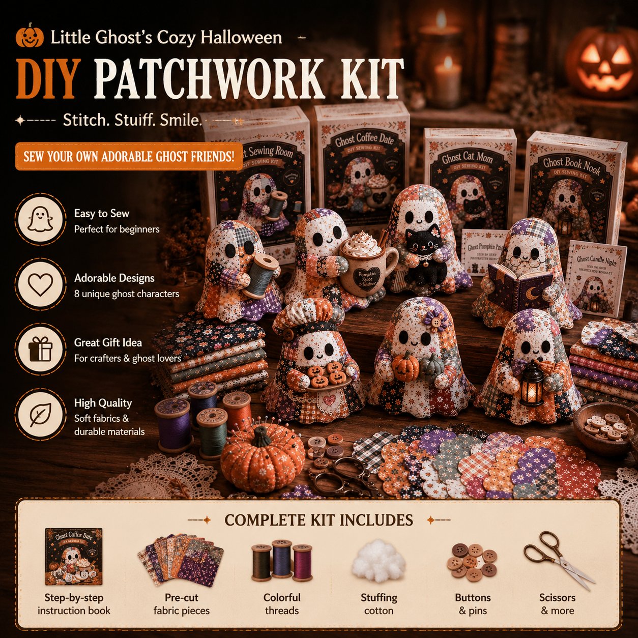 Little Ghost Cozy Halloween DIY Sewing Kit