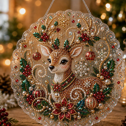 DIY Diamond Painting Christmas Hanging Ornament Kit - 3D Gem Santa, Snowman & Tree Decor