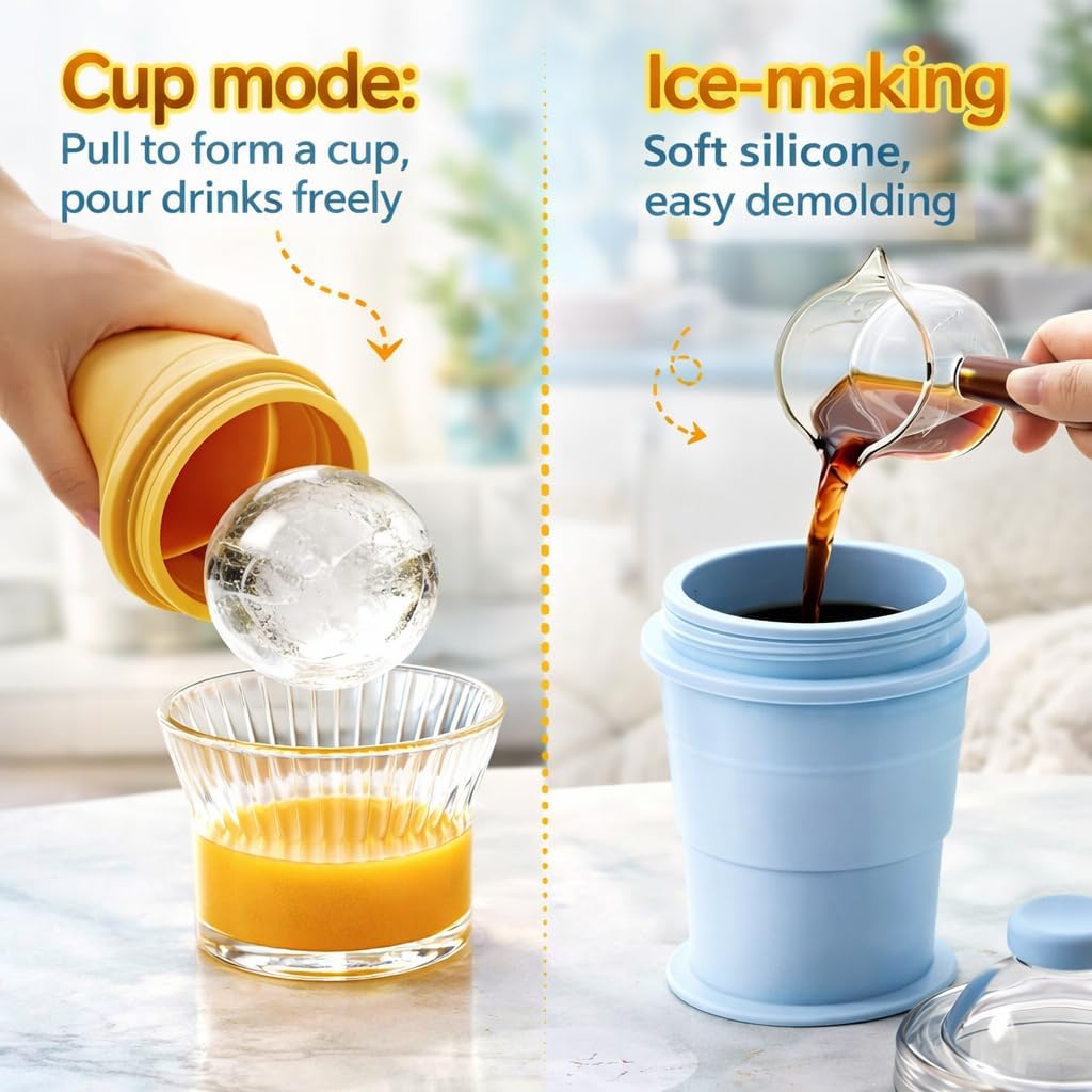 🔥NEW HOT SELLING 40% OFF 🔥 2-in-1 Collapsible Silicone Ice Ball Maker Cup