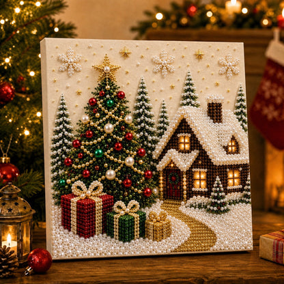 🎅 🎄 3D Pearl Christmas Diamond Painting Kit – Festive DIY Wall Art