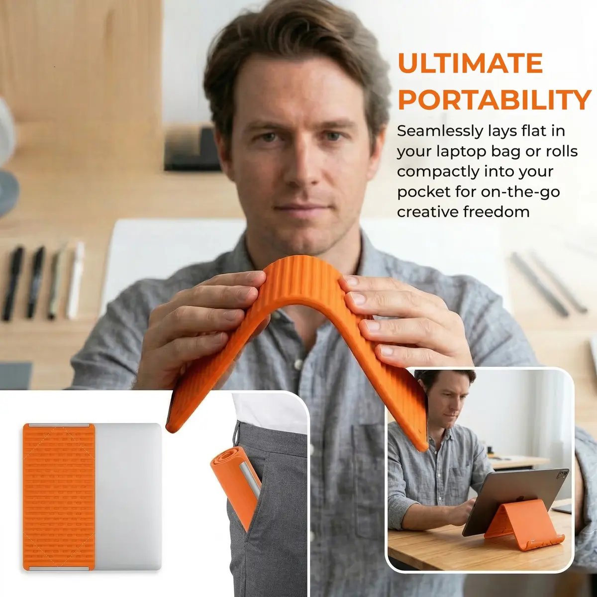 Foldable Silicone Aluminum Holder - Ergonomic Flex-Stand for All Devices