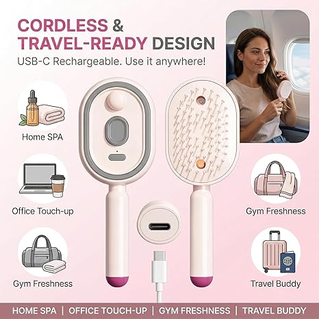 3-in-1 Mist Massage & Self-Cleaning Hair Brush✨