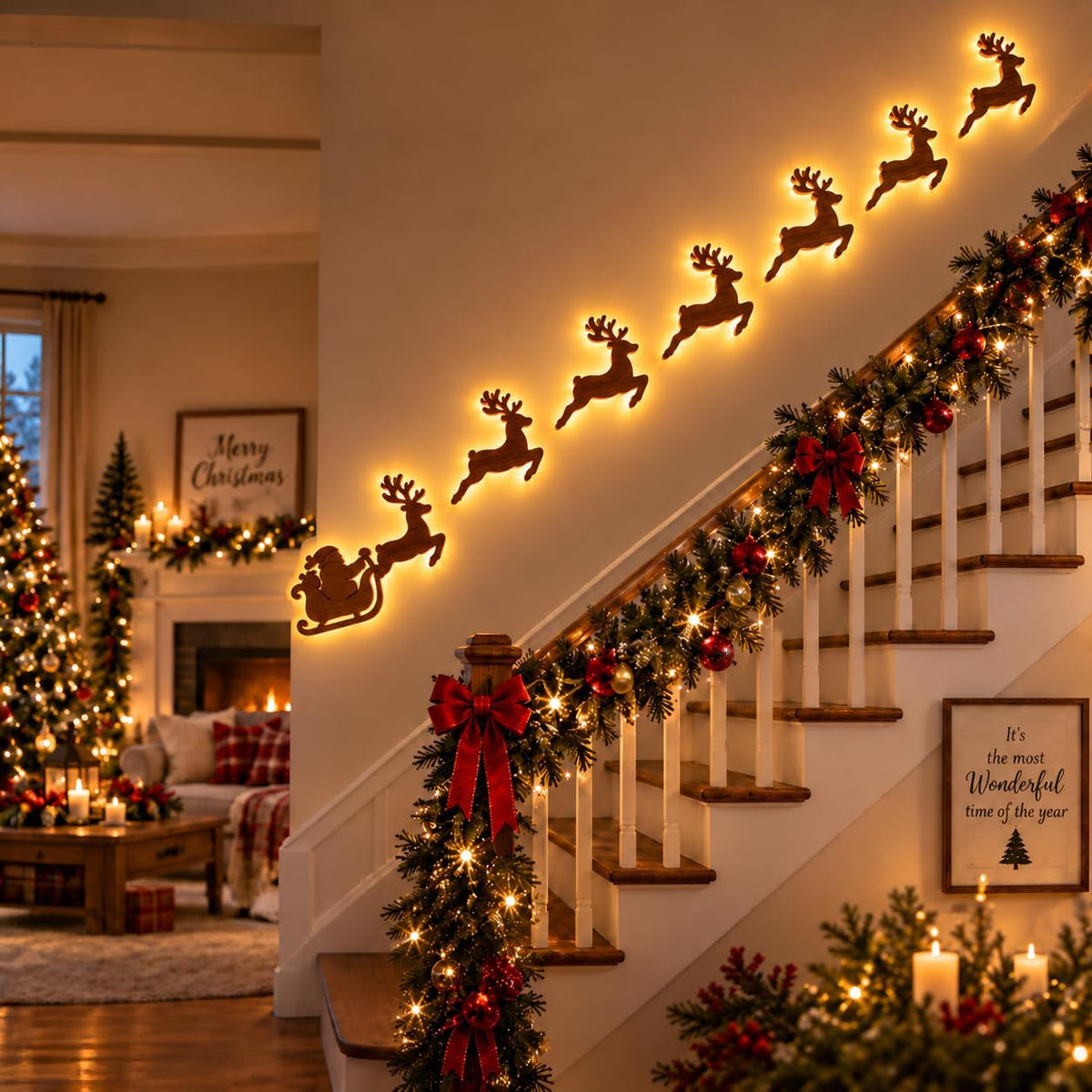 🎄 LED Reindeer Wall Decorations - ✨Festive Christmas Lighting  (📦Buy 2 Free Shipping)