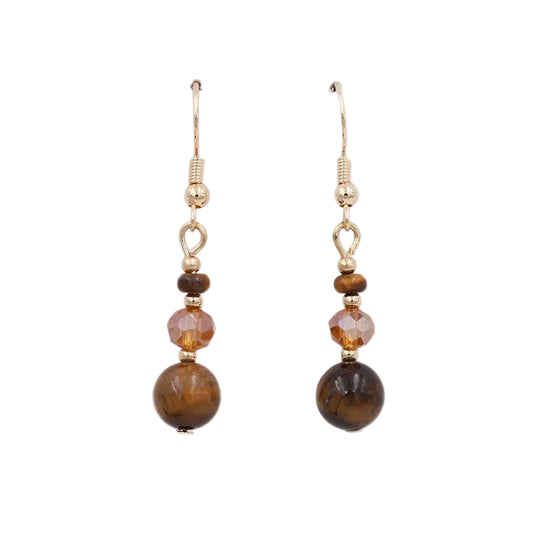 Vintage Tiger's Eye Stone Earrings