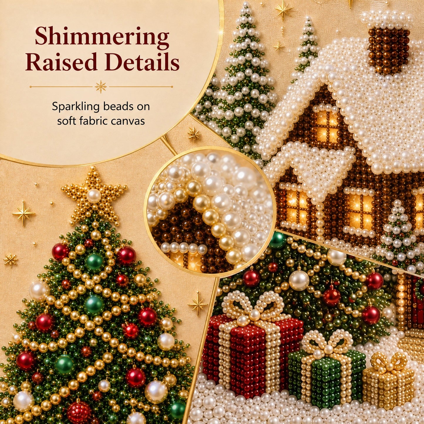 🎅 🎄 3D Pearl Christmas Diamond Painting Kit – Festive DIY Wall Art