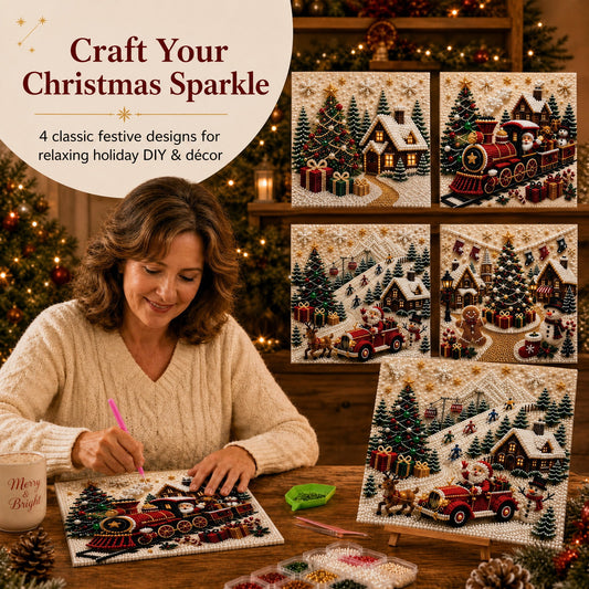 🎅 🎄 3D Pearl Christmas Diamond Painting Kit – Festive DIY Wall Art