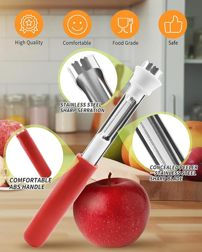 🍎 2-in-1 Stainless Steel Apple Corer Tool: 1-Motion Fruit Core Remover! ✨