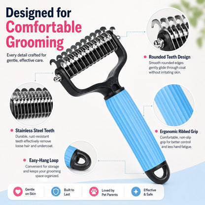 Stainless Steel Pet Dematting & Deshedding Comb