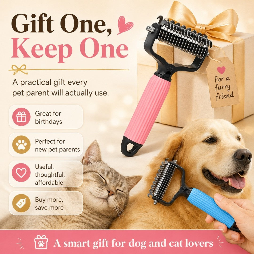 Stainless Steel Pet Dematting & Deshedding Comb