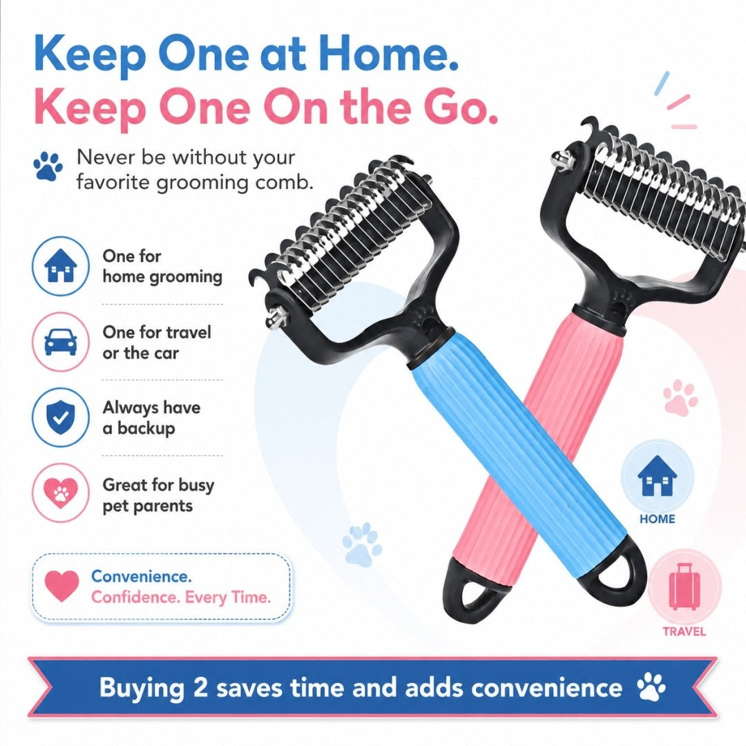 Stainless Steel Pet Dematting & Deshedding Comb