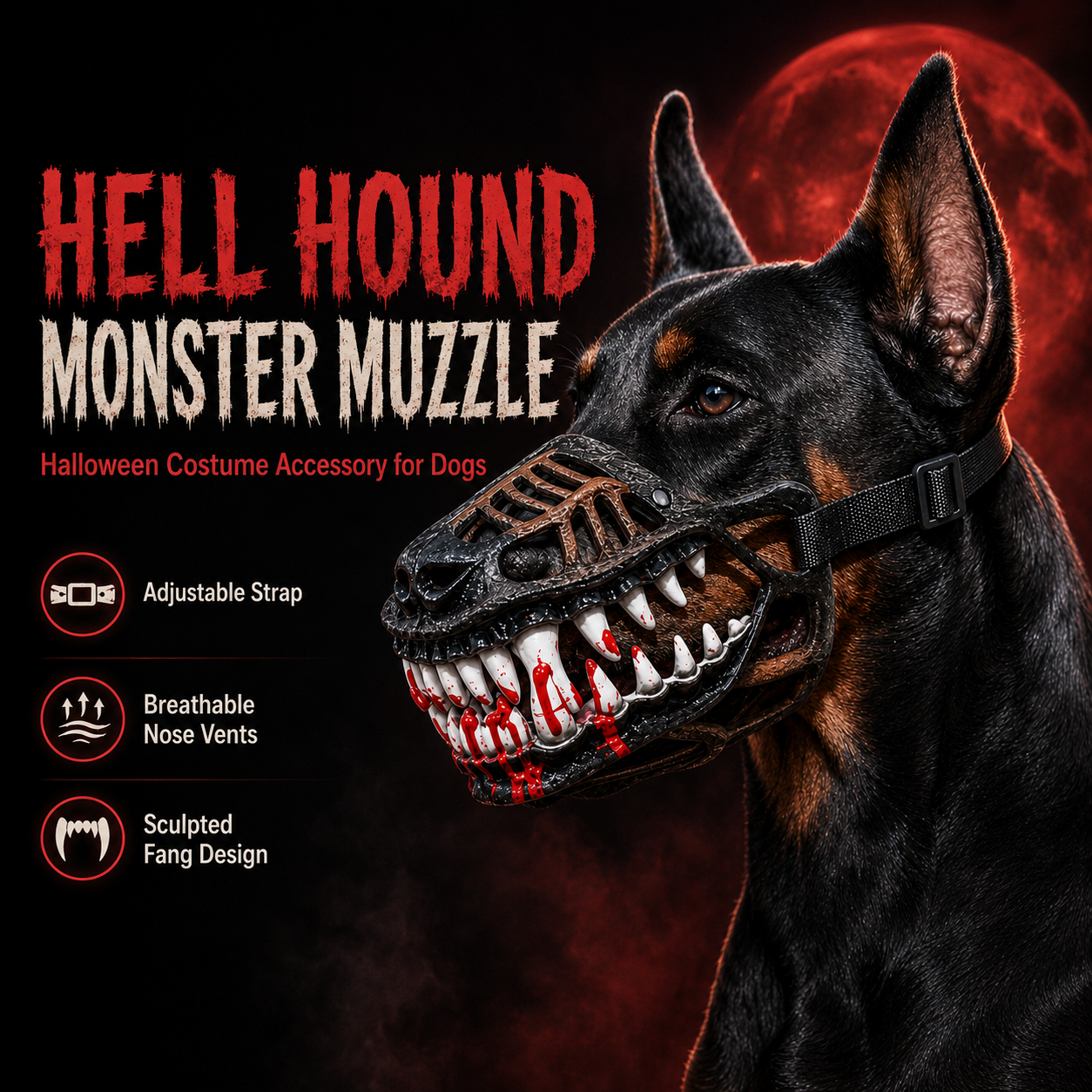 🐺 Halloween Monster Dog Costume Muzzle – Scary Latex Pet Party Accessory (📦Buy 2 Free Shipping)