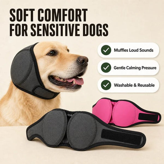 Sound-Dampening Dog Ear Wrap for Fireworks & Calming Comfort