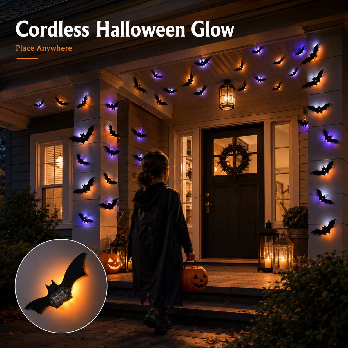 LED Bat Swarm Lights – Glowing Halloween Wall Decor