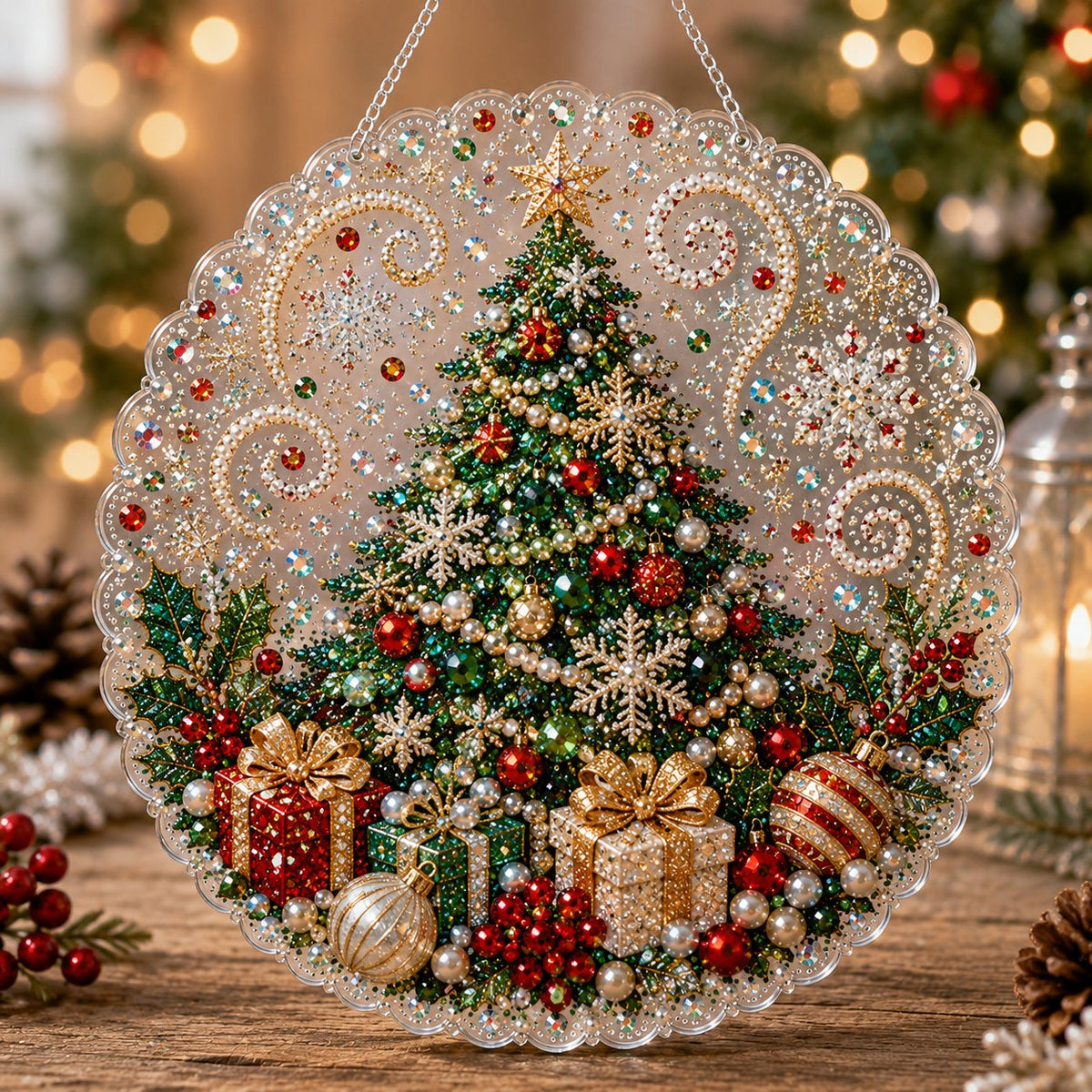 DIY Diamond Painting Christmas Hanging Ornament Kit - 3D Gem Santa, Snowman & Tree Decor