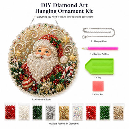 DIY Diamond Painting Christmas Hanging Ornament Kit - 3D Gem Santa, Snowman & Tree Decor