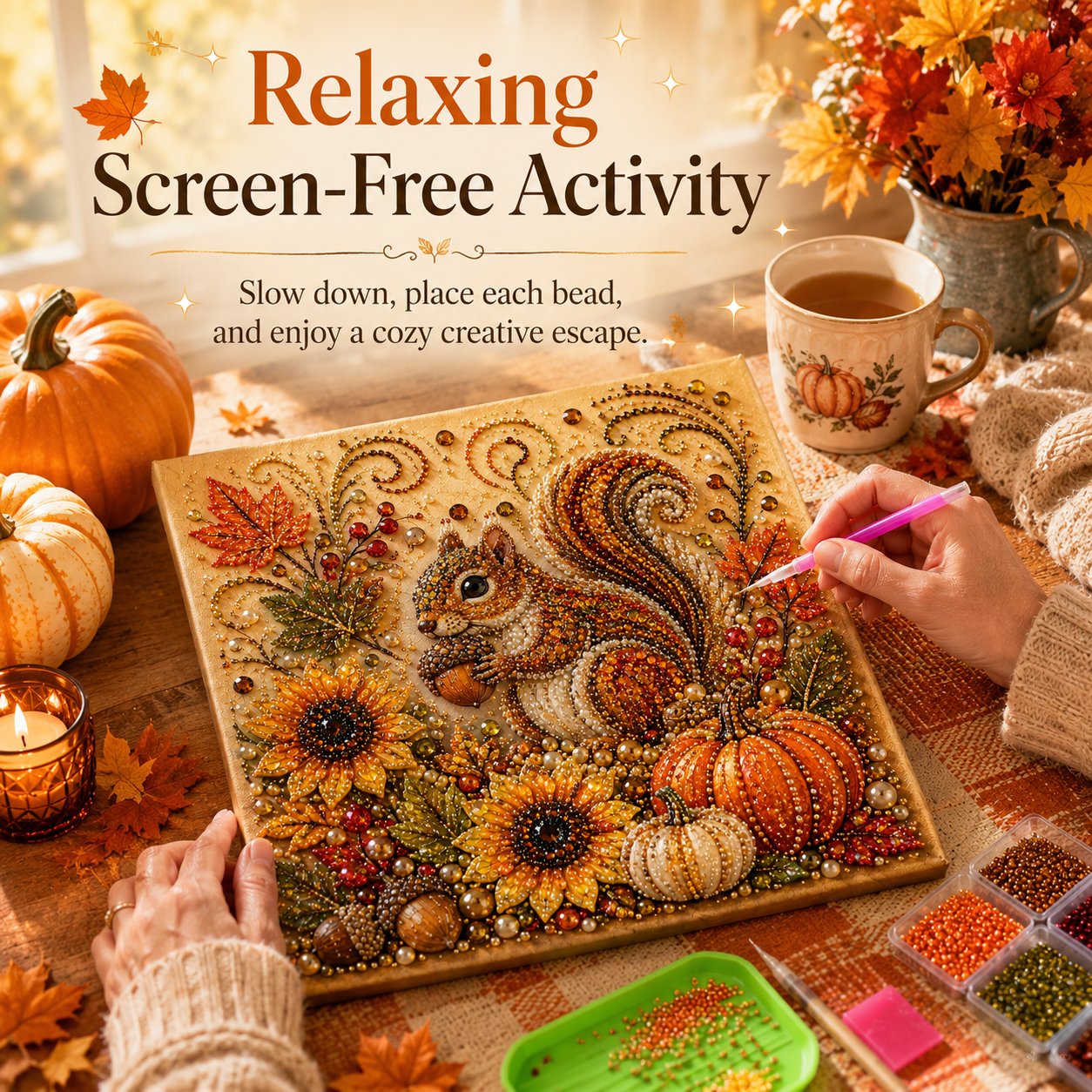 🍂✨Autumn Pearl Painting Kit - Relaxing DIY Craft to Create Sparkling Fall Artwork