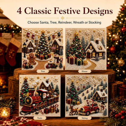 🎅 🎄 3D Pearl Christmas Diamond Painting Kit – Festive DIY Wall Art
