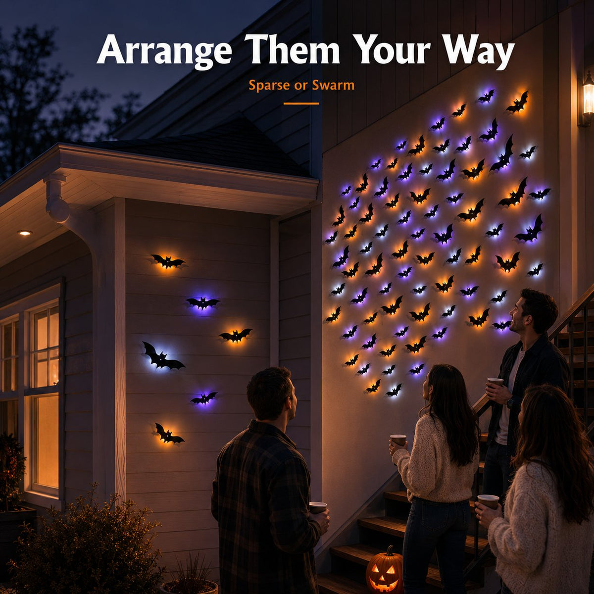 LED Bat Swarm Lights – Glowing Halloween Wall Decor