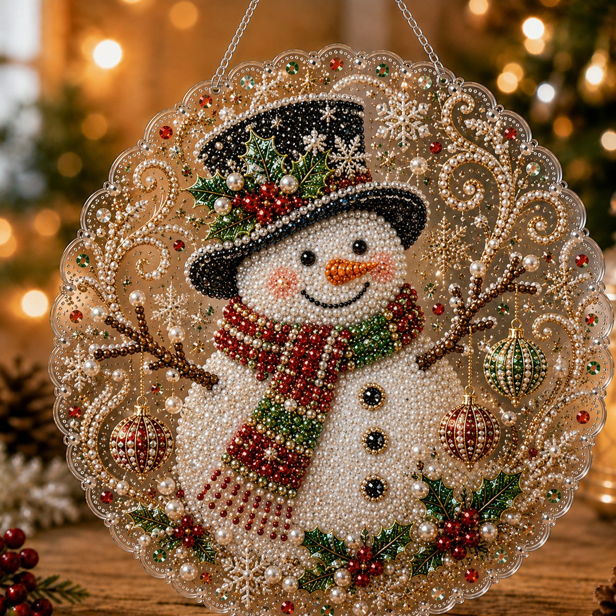 DIY Diamond Painting Christmas Hanging Ornament Kit - 3D Gem Santa, Snowman & Tree Decor