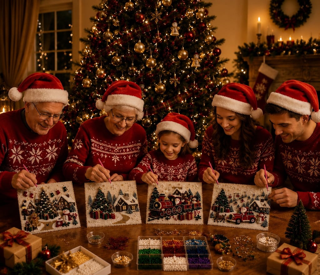 🎅 🎄 3D Pearl Christmas Diamond Painting Kit – Festive DIY Wall Art