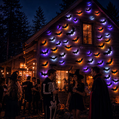 LED Bat Swarm Lights – Glowing Halloween Wall Decor