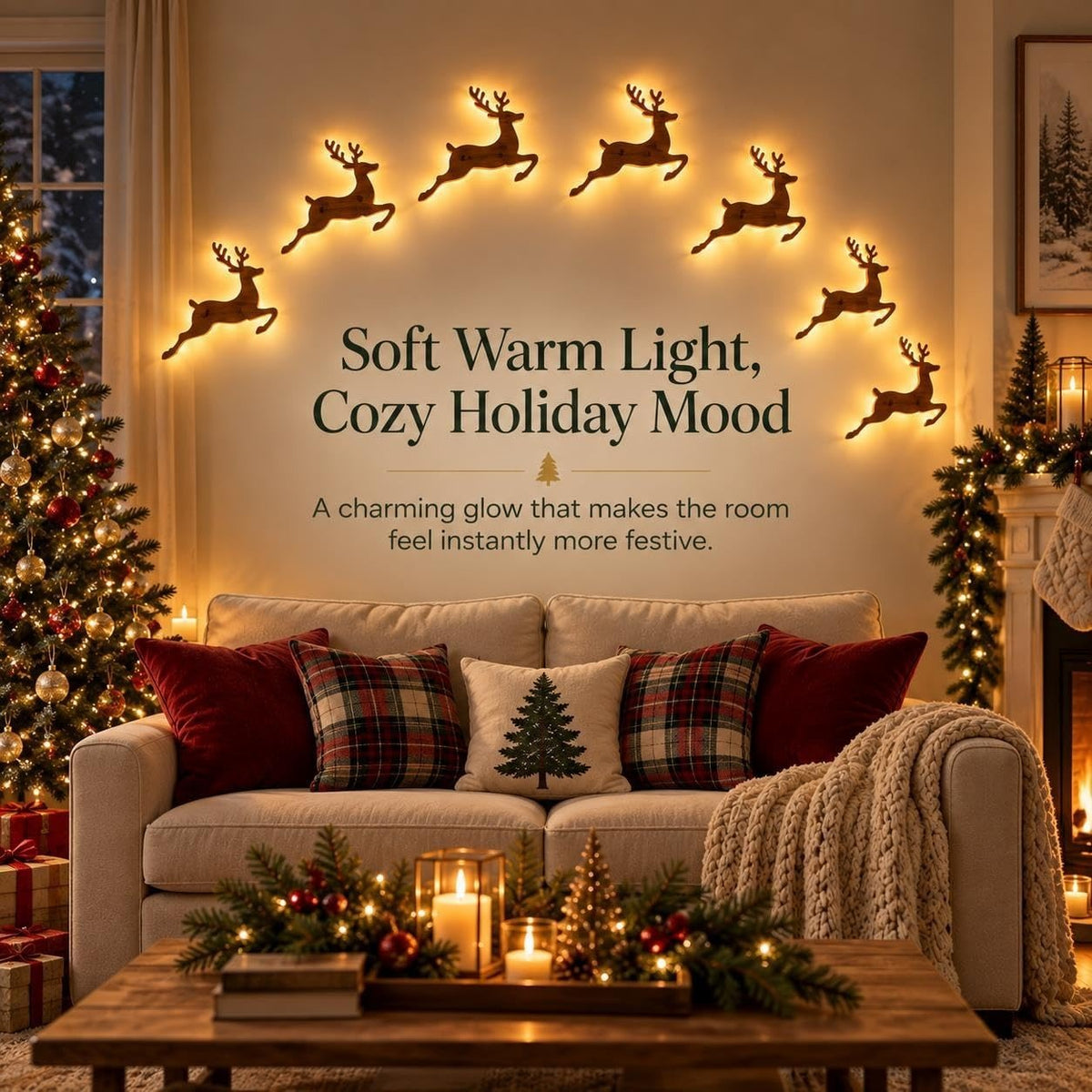 🎄 LED Reindeer Wall Decorations - ✨Festive Christmas Lighting  (📦Buy 2 Free Shipping)